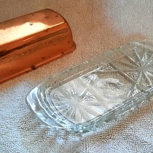 Vintage copper lid butter dish